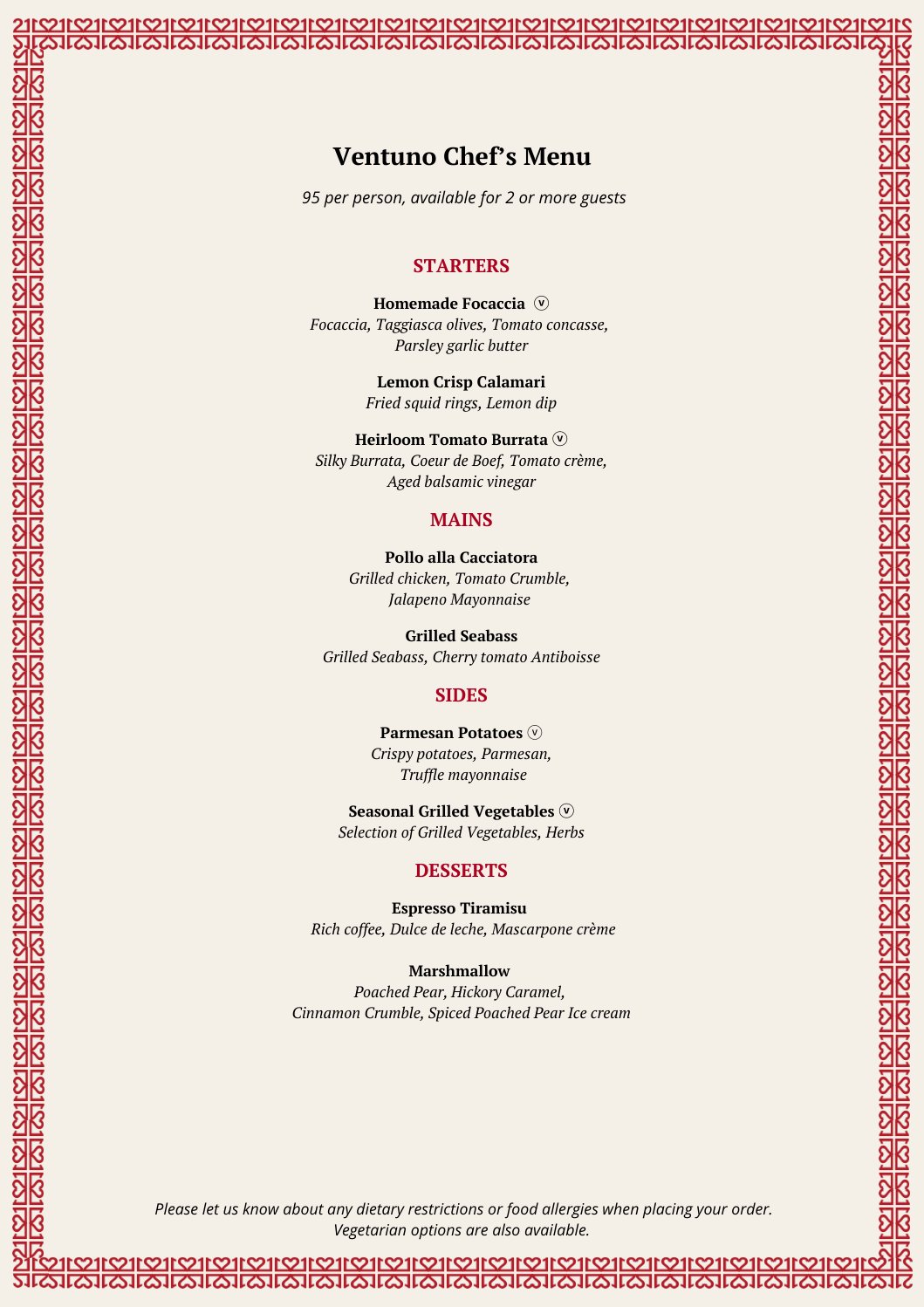 Ventuno Chef’s Menu